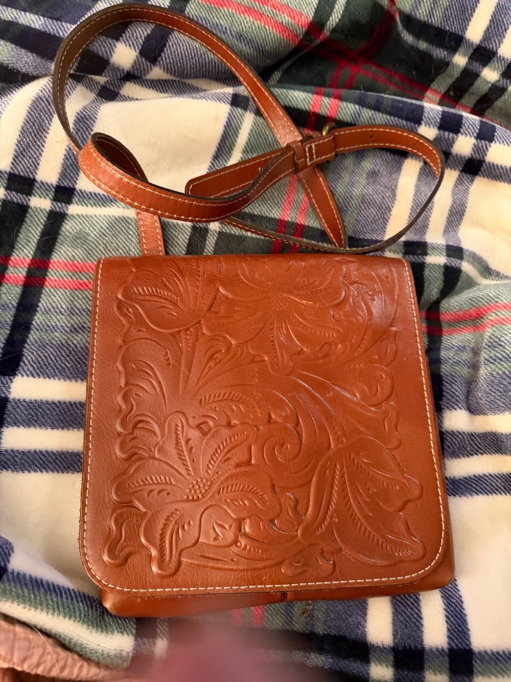 Women's Brown Embossed Leather Patricia Nash Crossbody Bag